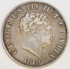 1819 George III Sterling .925 Silver Half Crown, Very Fine Condition