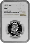 1960 50C Proof Silver Franklin Half Dollar NGC Graded PF 67 Light Cameo Obverse
