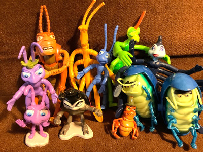 Disney Pixar A Bugs Life, Set of Bendable Figures, Vintage 1990s, Lot of 11
