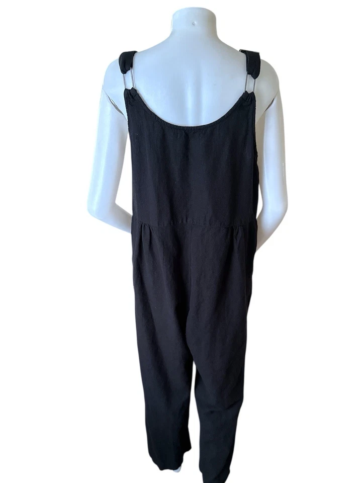 Gudrun Sjoden Harvest Dungaree Jumpsuit Overall Black Linen Cotton Size Medium - Image 4 of 4