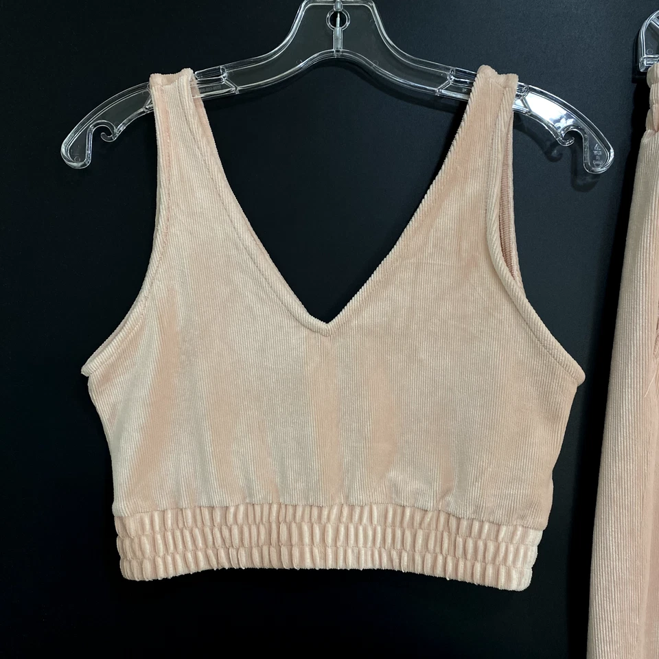 Camiseta sin mangas y pantalones Double Zero para mujer 2 piezas picantes pequeños rosa ropa de calle Foto 3 de 4