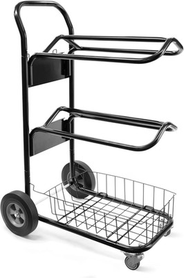 220 Lbs Rolling Saddle Rack Cart with Basket   Heavy Duty Saddle Stand for Weste