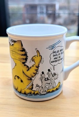 Uli Stein - Sammeltasse Kaffeetasse Mug - 1987 - Motiv Katze Mäuse Mittelfinger
