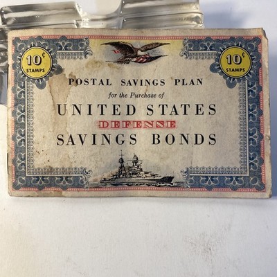 WW2 United States Defense Savings Bonds Postal Savings W/52 10c Stamps Book