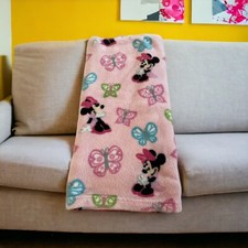Minnie Mouse Pink Baby Blanket 27x34 Disney Soft Fleece Butterflies Security-