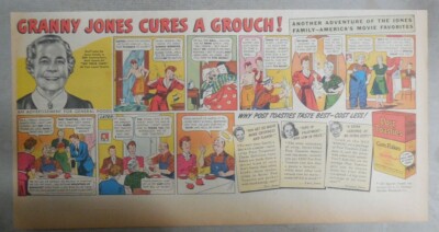 Post Cereal Ad: The Jones Family Post Toasties 1930's-40's Size: 7.5 x 15 inches