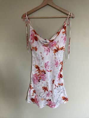 New Zara Floral Print Spaghetti Strap Satin Mini Slip Dress XS Pink Viscose  | eBay
