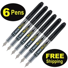 Pilot Precise Varsity 90010 Disposable Fountain Pen Black Ink, Pack of 6 Pens