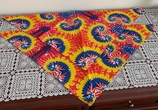 Two Yellow Red Blue Tie Dye Dog Bandanas MEDIUM LARGE Tie On Scarf Brand New