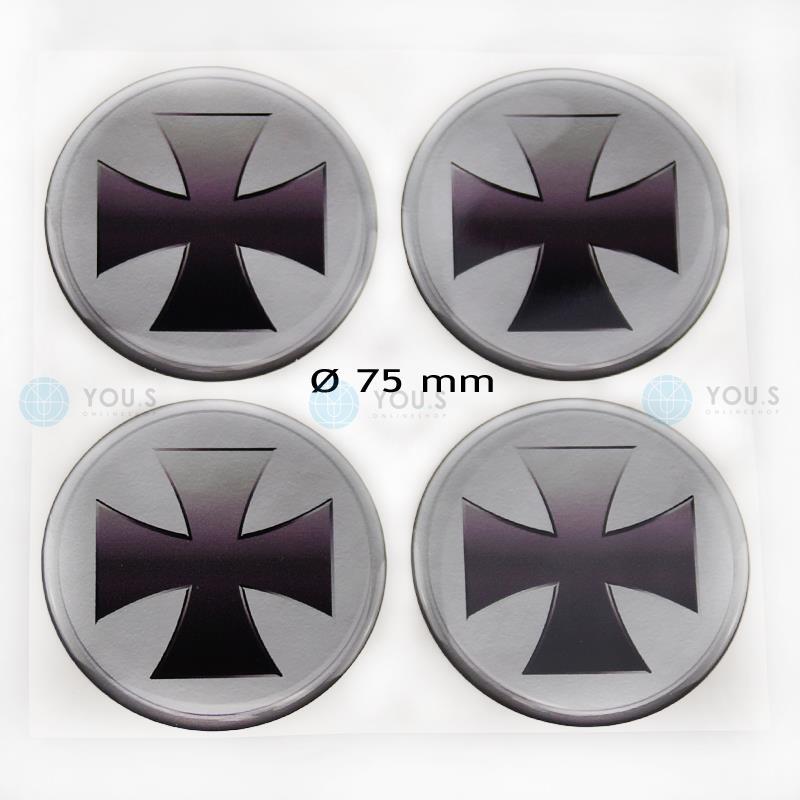Auto Tuning Nabenkappen 4 X Silikon Nabenkappen Mit Eisernem Kreuz Emblem – 60 Mm Durchmesser, Von You.S, Für Stylische Radabdeckungen Nabendeckel Aufkleber 56 Mm