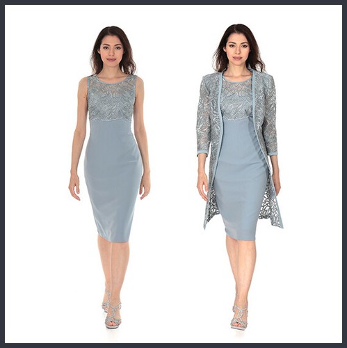 Abito vestito donna elegante cerimonia pizzo 46 mamma sposa sposo | eBay