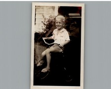 Antique August 15th, 1938, Boy on a Tricycle - Black & White Photography Photo
