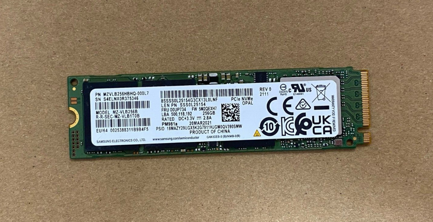 Pm981a Samsung M2 256 Tested GOOD Samsung PM981a 256GB PCIe X4