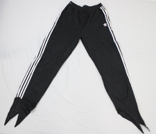 Adidas Track Pants Womens Size M Black 3 Striped Drawstring Waist Tie Cuff