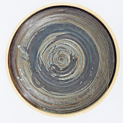 Signed John Davey 1972 Scottish Studio Pottery Charger 13.25'' Spiral Glaze Plate