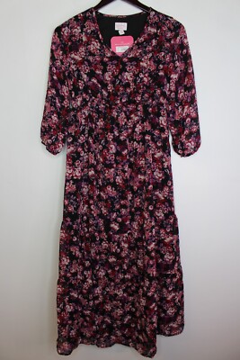 Womens Isabel Maternity 3/4 Sleeve Chiffon Tiered Dress Burgundy Floral Size XS | eBay Womens Isabel Maternity 3/4 Sleeve Chiffon Tiered Dress Burgundy Floral Size XS | eBay