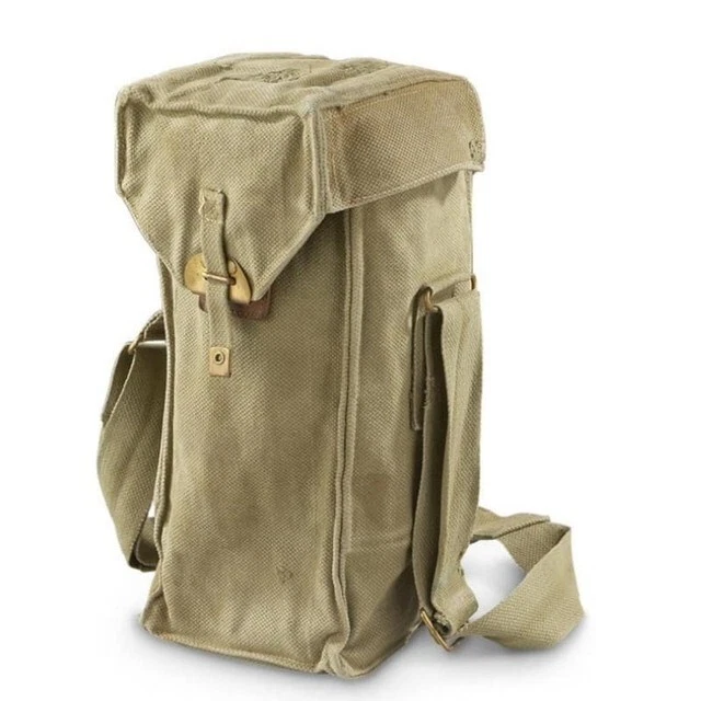 Vintage Usado M51 II Exército Belga Máscara de Gás Bolsa Ombro Algodão Lona Couro - Imagem 4 de 4