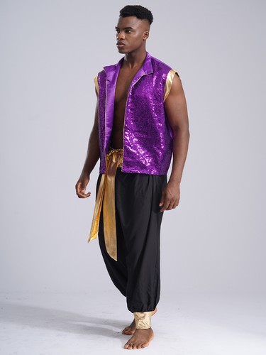 Mens Waistcoat Cosplay Arabian Elastic Waistband Vest Party And Pants Carnival - Picture 56 of 87