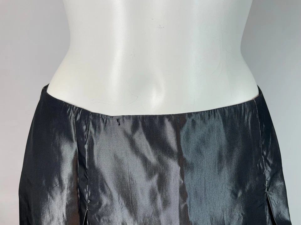 Falda Larga Formal Vintage Años 80 Jessica McClintock Gunne Sax Gris Tafetán Talla 9 Foto 2 de 4