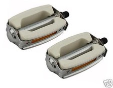 Bicycle Krate Pedals 1/2" White Chrome Lowrider Choppers Beach Cruisers 202606
