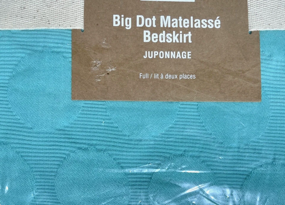 "Falda de cama Pottery Barn Teen Big Dot Matelasse tamaño completo piscina 100 % algodón 14"" caída" Foto 2 de 4