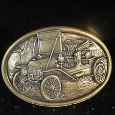 Vintage Signed AVON Brass Model T Automobile Car Vehicle BELT BUCKLE