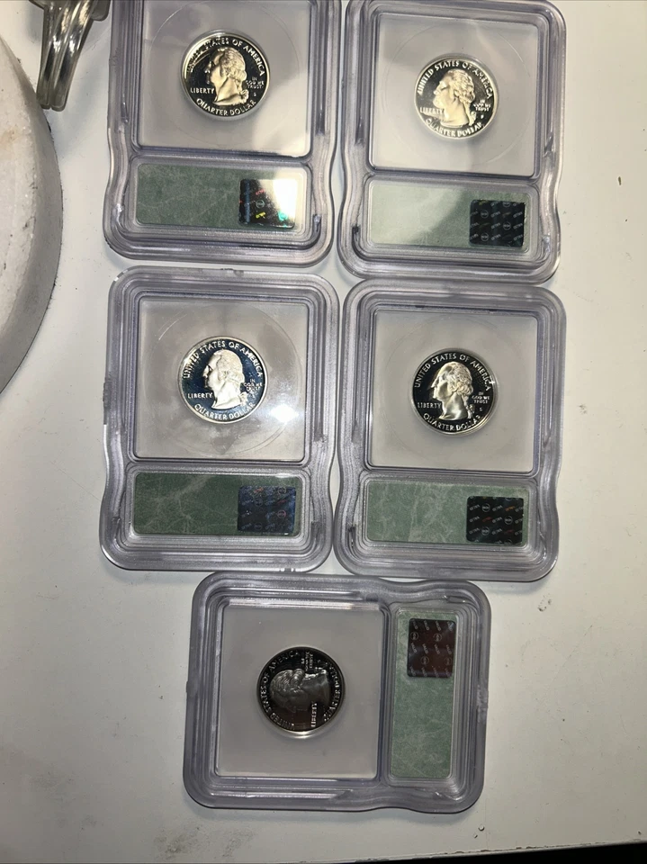 1999 S SILVER QUARTER COMPLETE FIVE COIN SET ICG PR69 DCAM collectible was $300 - Image 3 of 4