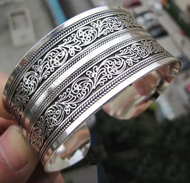 Fashion Women Chinese Totem Bangle Cuff Bracelet Tibetan Tibet