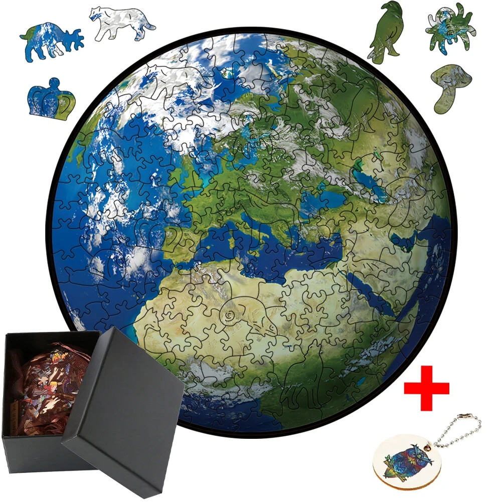 The Earth Wooden Jigsaw Puzzle + Free Gift