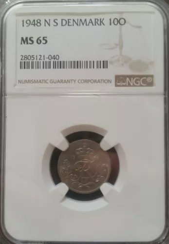 1948-NS Denmark 10 Ore NGC MS65