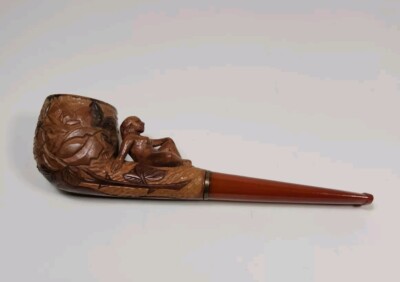Vintage Carved Naked Nude Lady Briar Estate Tobacco Pipe Japanese