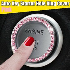 Universal Car Bling Button Start Switch Diamond Ring Decor Car Accessories Pink