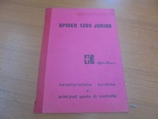 ALFA ROMEO SPIDER JUNIOR 1300 MANUALE CARATTERISTICHE TECNICHE