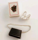 1990s Barbie Accessories  – Black Purse, White Heels, Shoe Box – Vintage Glam