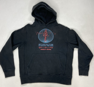 Half Evil 333 Stuck In This Cruel World Graphic Pullover Hoodie Men Medium Black