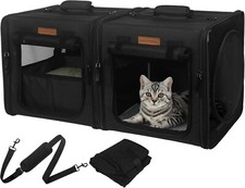 PETUX Collapsible Cat Carrier for 2 Small Cats, 28"x14"x14" Portable Kitten C