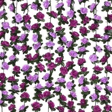 5Pcs 41Ft Flower Garland Artificial Rose Vines for Bedroom, Cute 5 Pcs Purple