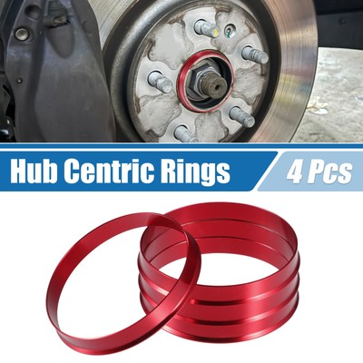 4 Pcs Car Hub Centric Rings OD 65.1mm to 63.4mm Wheel Bore Center Spacer Red