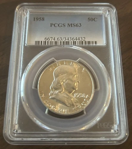 1958 Franklin Silver Half Dollar PCGS MS63