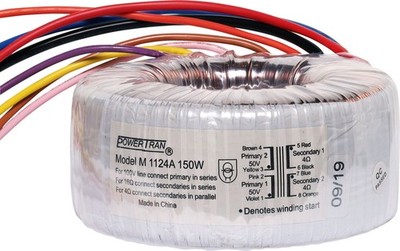 Powertran 150W 100V Line 4-16 Ohm Audio Toroidal Transformer