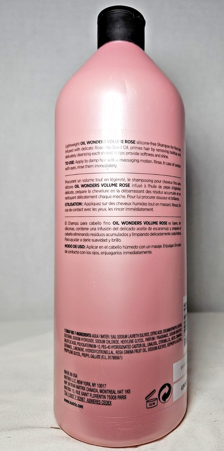 Matrix Oil Wonders Volume Rose Shampoo for Fine Hair 33.8 oz/ 1 Liter New