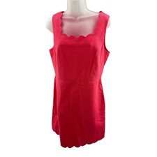 J. Crew Pink Scalloped Square Neck Sleeveless Cotton Dress Lined Size 10