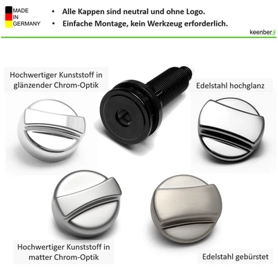 KEENBERK Set Ersatz Spüle Drehexcenterkappe Drehexcenter Edelstahl Kunststoff universal