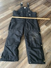 Carhartt Black Quilted Insulated Bib Overalls Mens XL