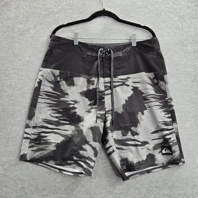 Quiksilver Men Swimwear Boardshorts Shorts 32 Black Geometric Logo 9'' Inseam