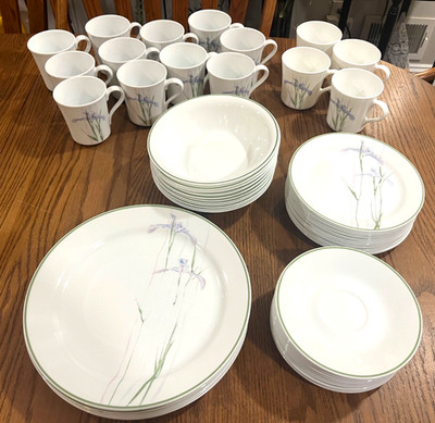 CHOICE SETS: Corning Corelle SHADOW IRIS Dinner SALAD Plates BOWLS Saucers MUGS