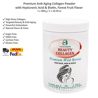Natureform Anti-Aging Collagen Pulver mit Hyaluronsäure, Waldfrucht-Geschmack