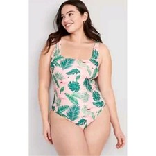 Old Navy One Piece Swimsuit Tropical Flamingo Print Cutout Back XXL NWT