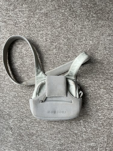 MIU MIU VINTAGE RUNWAY A/W 1999 CROSS BODY BAG IN BLACK MESH AND LEATHER