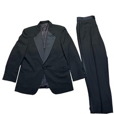 Vintage Christian Dior Monsieur Black Lapel Tuxedo Suit 44R 30x30 2 Piece Set